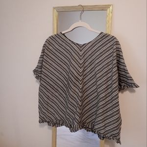 a new day | Gray and White Crop Top